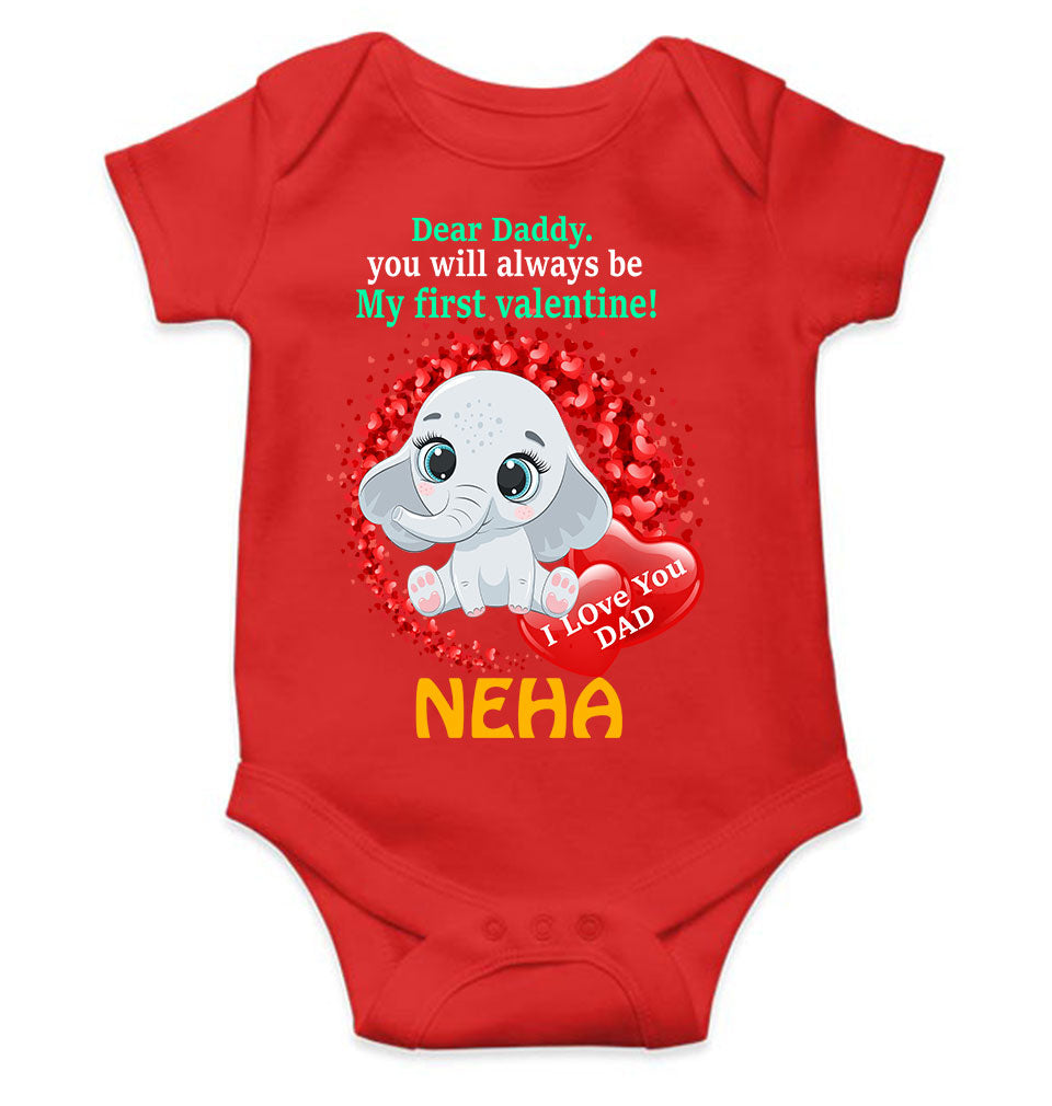 Custom Name Daddy Always Be My First Valentine Rompers for Baby Girl- KidsFashionVilla