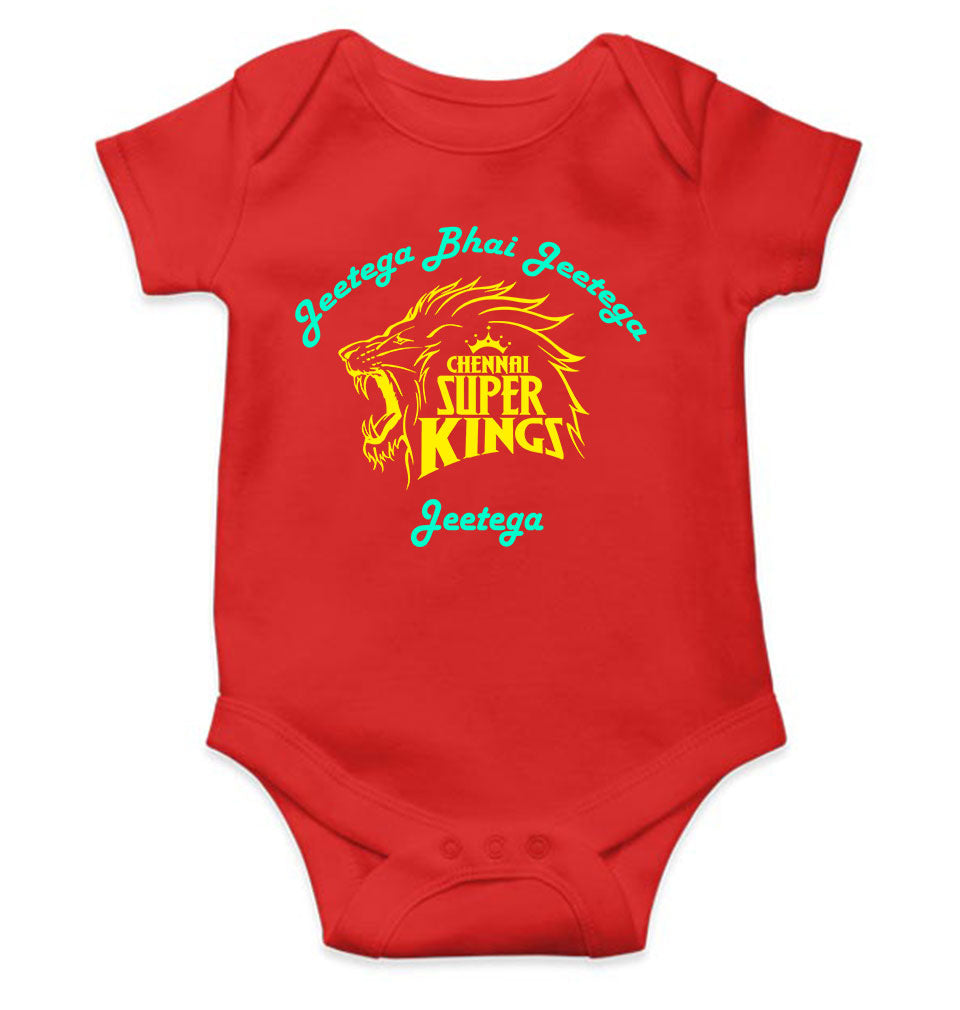 IPL Chennai Super Kings Jeetega Bhai Jeetega CSK Jeetega Rompers for Baby Girl- KidsFashionVilla