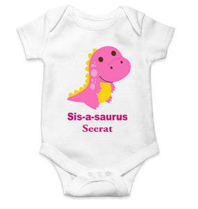Custom Name Sis A Sauras Rakhi Rompers for Baby Girl- KidsFashionVilla