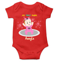 Load image into Gallery viewer, Custom Name My First Rakhi Dress Rompers for Baby Girl- KidsFashionVilla
