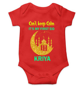 Custom Name Cant Keep Calm My First Eid Rompers for Baby Girl- KidsFashionVilla