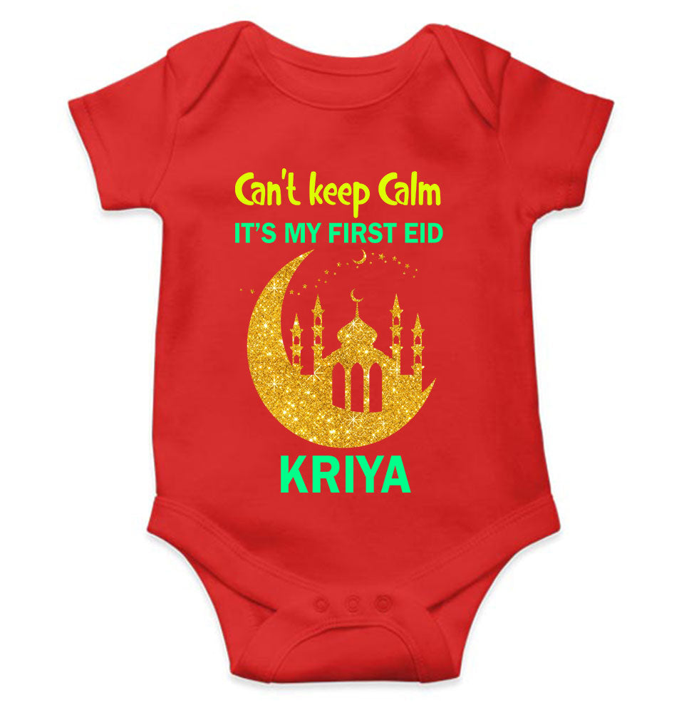 Custom Name Cant Keep Calm My First Eid Rompers for Baby Girl- KidsFashionVilla