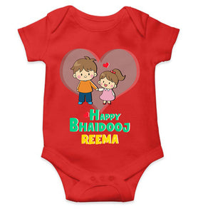 Custom Name Happy Bhai Dooj Rompers for Baby Girl- KidsFashionVilla