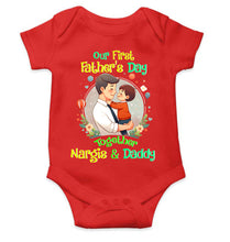 Load image into Gallery viewer, Custom Name Our First Father Day Rompers for Baby Girl- KidsFashionVilla
