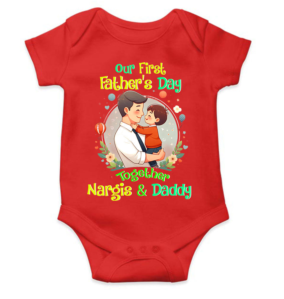 Custom Name Our First Father Day Rompers for Baby Girl- KidsFashionVilla