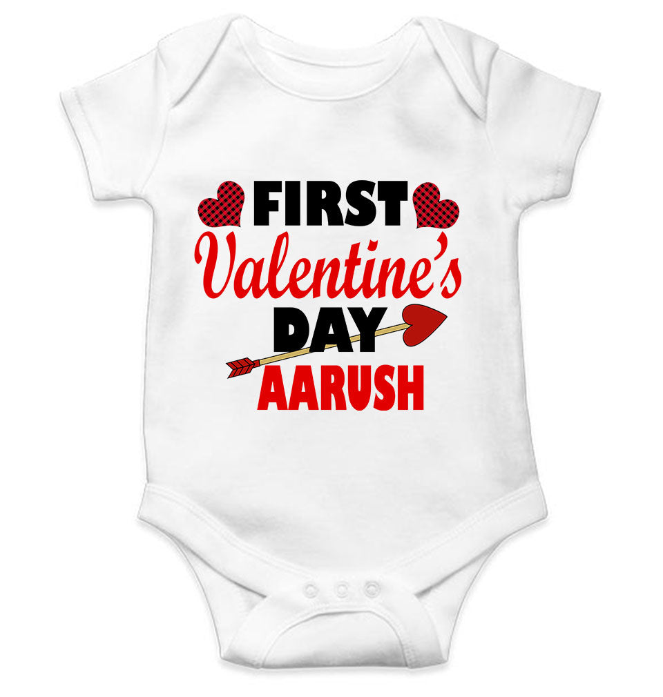 Custom Name First Valentine Rompers for Baby Boy- KidsFashionVilla