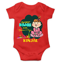 Load image into Gallery viewer, Custom Name My First Diwali With Mumma Papa Rompers for Baby Girl- KidsFashionVilla
