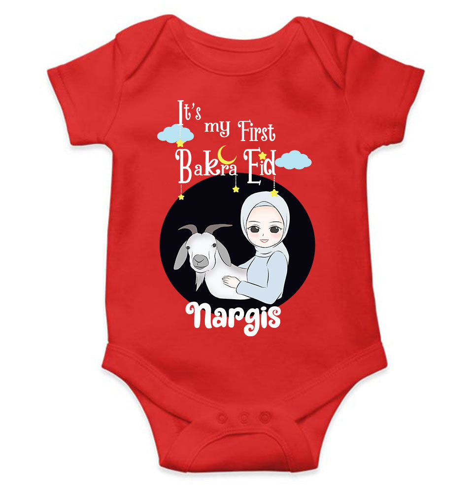 Custom Name Its My First Bakra Eid Rompers for Baby Girl- KidsFashionVilla