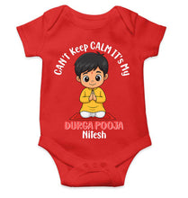 Load image into Gallery viewer, Custom Name Can Not Keep Calm Its My First Durga Pooja Rompers for Baby Boy- KidsFashionVilla
