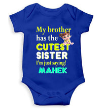 Load image into Gallery viewer, Custom Name My Brother Has Cutest Sister Raksha Bandhan Rompers for Baby Girl- KidsFashionVilla

