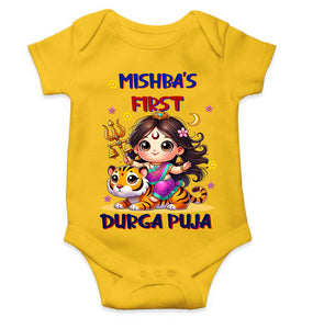 Custom Name First Durga Puja Rompers for Baby Girl- KidsFashionVilla