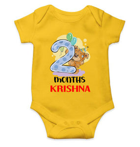 Custom Name 2 Month Birthday Teddy Design Rompers for Baby Boy- KidsFashionVilla