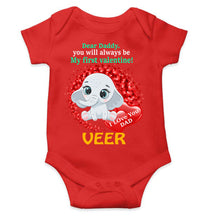 Load image into Gallery viewer, Custom Name Daddy Always Be My First Valentine Rompers for Baby Boy- KidsFashionVilla
