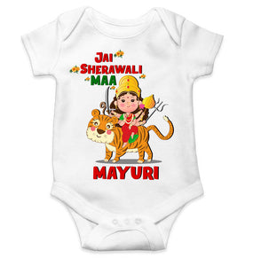 Custom Name Jai Sherawali Maa Navratri Rompers for Baby Girl- KidsFashionVilla