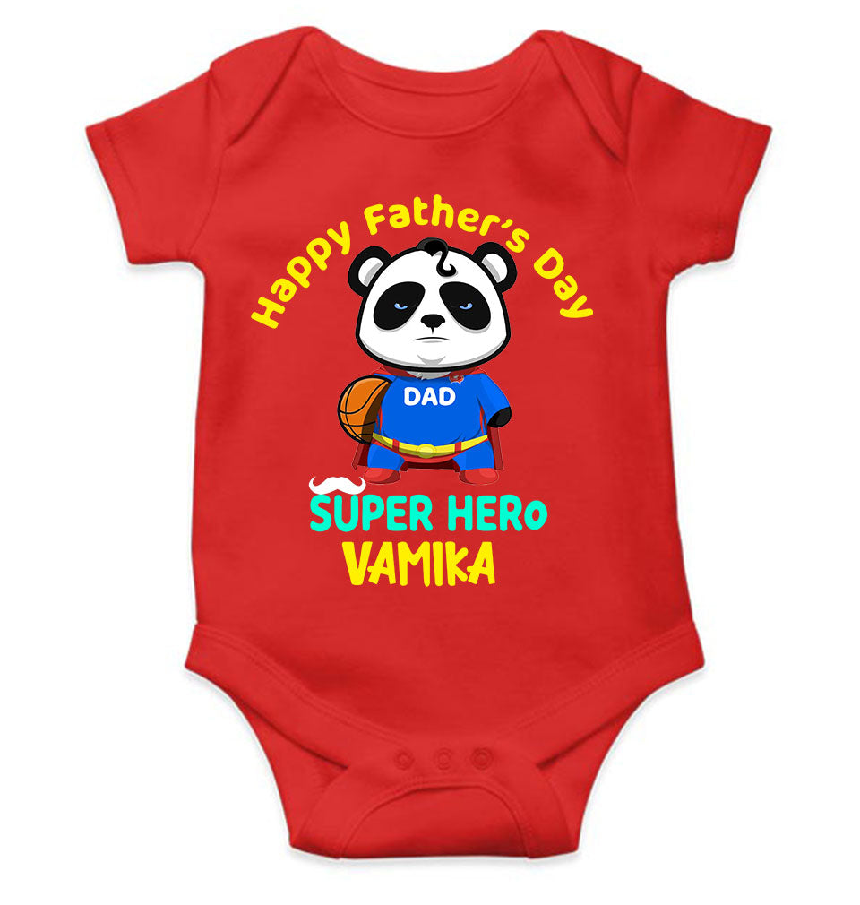 Custom Name Happy Fathers Day Super Hero Rompers for Baby Girl- KidsFashionVilla