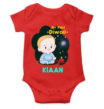 Load image into Gallery viewer, Custom Name My First Diwali Rompers for Baby Boy- KidsFashionVilla
