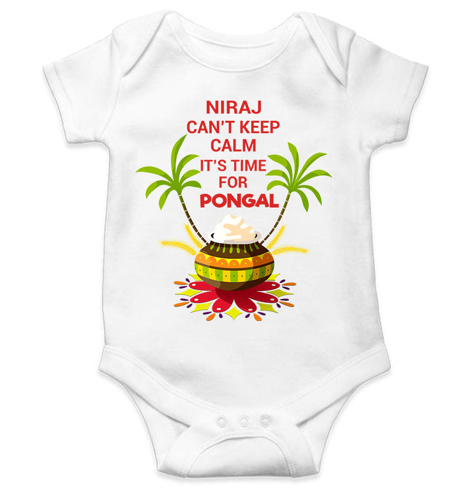 Custom Name Cant Keep Calm Its Time For Pongal Rompers for Baby Boy- KidsFashionVilla