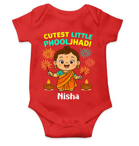Custom Name Cutest Little Phooljhadi Diwali Rompers for Baby Girl- KidsFashionVilla