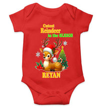 Load image into Gallery viewer, Custom Name Cutest Reindeer In The Sleigh Christmas Rompers for Baby Boy- KidsFashionVilla
