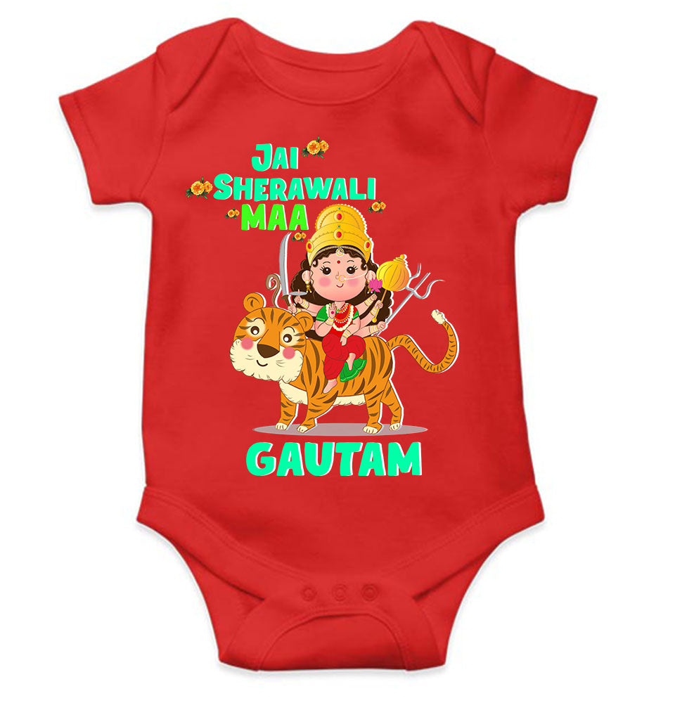 Custom Name Jai Sherawali Maa Navratri Rompers for Baby Boy- KidsFashionVilla