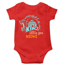 Load image into Gallery viewer, Custom Name IPL CSK Chennai Super Kings Little Fan Rompers for Baby Girl- KidsFashionVilla
