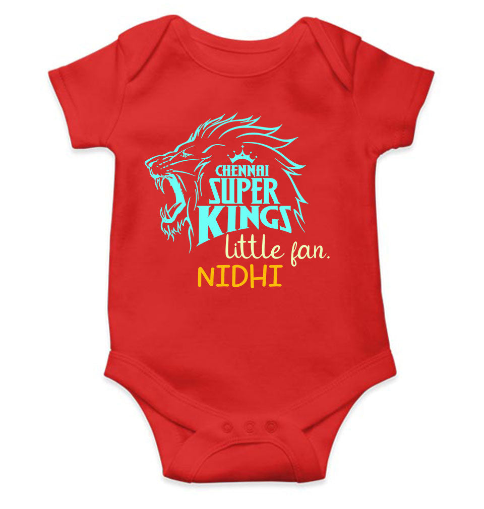 Custom Name IPL CSK Chennai Super Kings Little Fan Rompers for Baby Girl- KidsFashionVilla