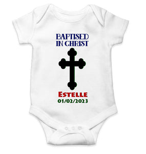 Custom Name And Date Baptised In Christ Christening Day Baptism Rompers for Baby Girl- KidsFashionVilla