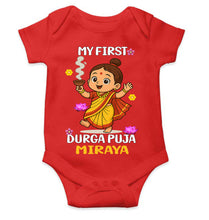 Load image into Gallery viewer, Custom Name My First Cute Durga Pooja Rompers for Baby Girl- KidsFashionVilla
