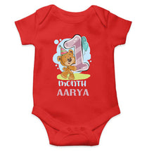 Load image into Gallery viewer, Custom Name 1 Month Birthday Teddy Design Rompers for Baby Girl- KidsFashionVilla
