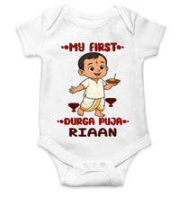 Load image into Gallery viewer, Custom Name First Durga Puja Rompers for Baby Boy- KidsFashionVilla
