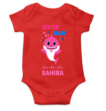 Load image into Gallery viewer, Custom Name Sister Shark Doo Doo Doo Rakhi Rompers for Baby Girl- KidsFashionVilla
