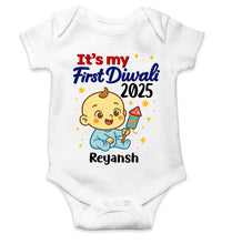 Load image into Gallery viewer, Custom Name It Is My First Diwali 2025 Rompers for Baby Boy- KidsFashionVilla
