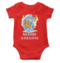 Load image into Gallery viewer, Custom Name 6 Month Birthday Teddy Design Rompers for Baby Boy- KidsFashionVilla
