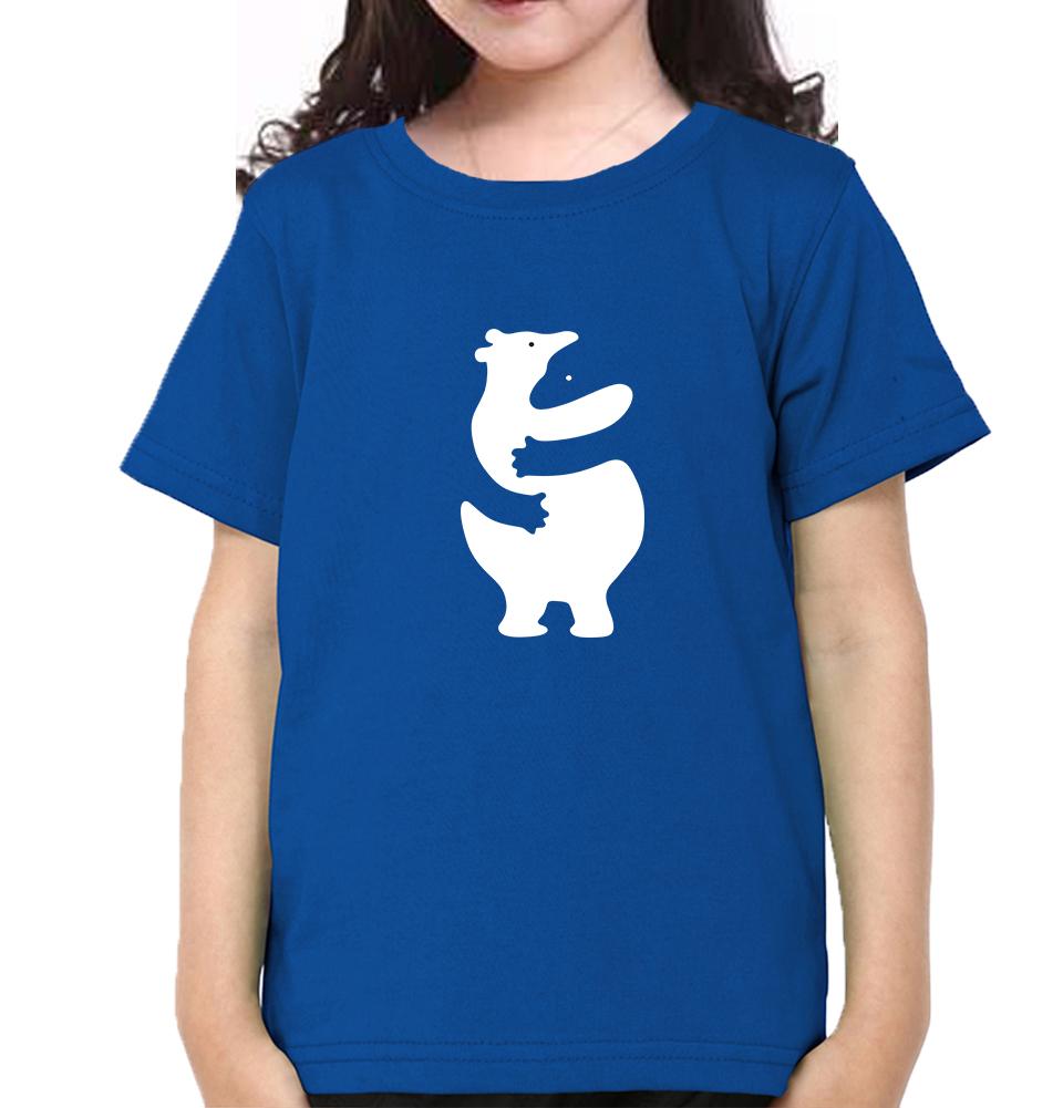 Animal Hug Half Sleeves T-Shirt For Girls -KidsFashionVilla
