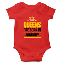 Load image into Gallery viewer, Queens Are Born In January Rompers for Baby Girl- KidsFashionVilla
