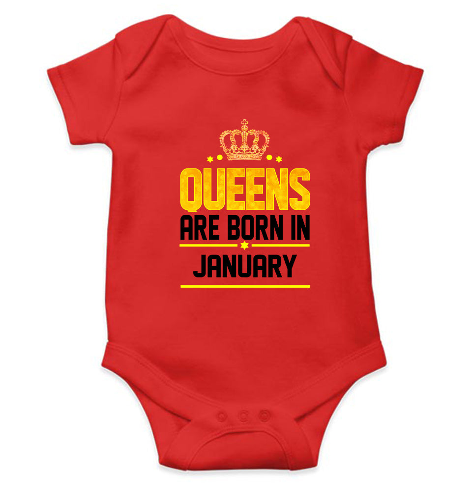Queens Are Born In January Rompers for Baby Girl- KidsFashionVilla