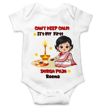 Load image into Gallery viewer, Custom Name Can Not Keep Calm It Is Time For Durga Pooja Rompers for Baby Girl- KidsFashionVilla
