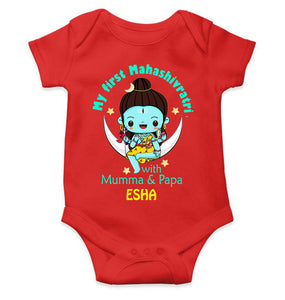 Custom Name Mahashivratri With Mumma & Papa Rompers for Baby Girl- KidsFashionVilla