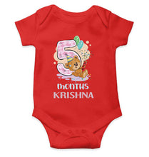 Load image into Gallery viewer, Custom Name 5 Month Birthday Teddy Design Rompers for Baby Boy- KidsFashionVilla
