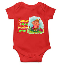 Load image into Gallery viewer, Custom Name Ganpati Bappa Mourya Ganesh Chaturthi Rompers for Baby Girl- KidsFashionVilla
