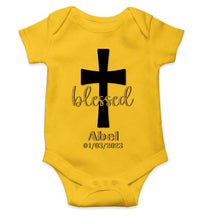 Load image into Gallery viewer, Custom Name And Date Blessed Baptism Christening Day Rompers for Baby Girl- KidsFashionVilla
