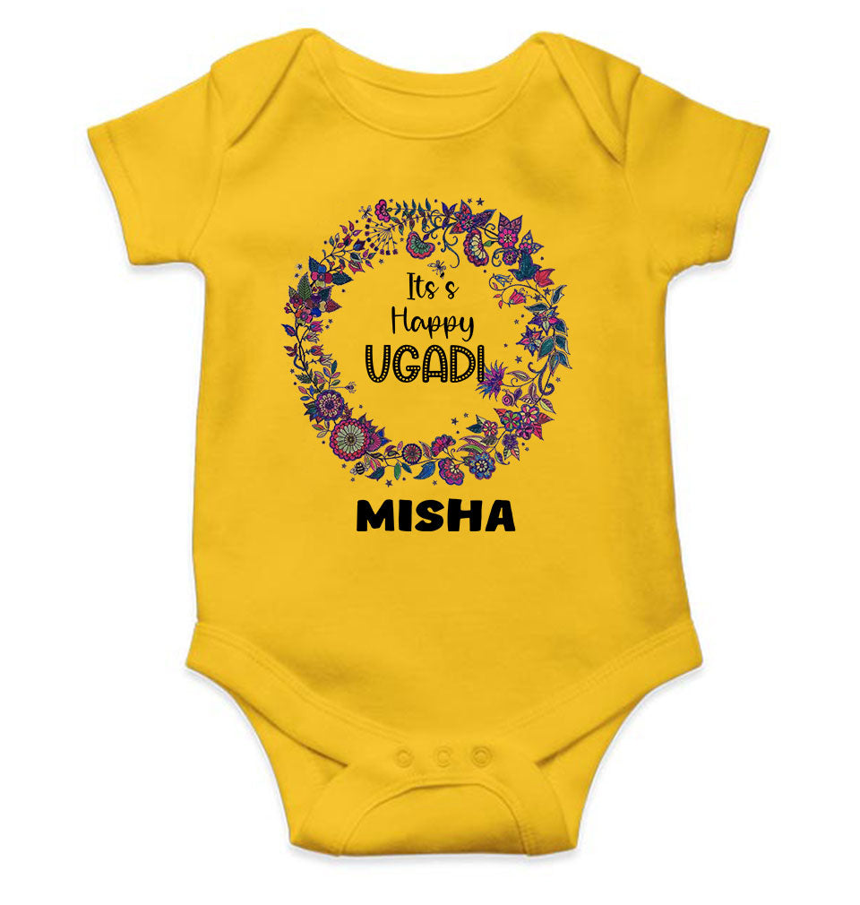 Custom Name Its Happy Ugadi Rompers for Baby Girl- KidsFashionVilla