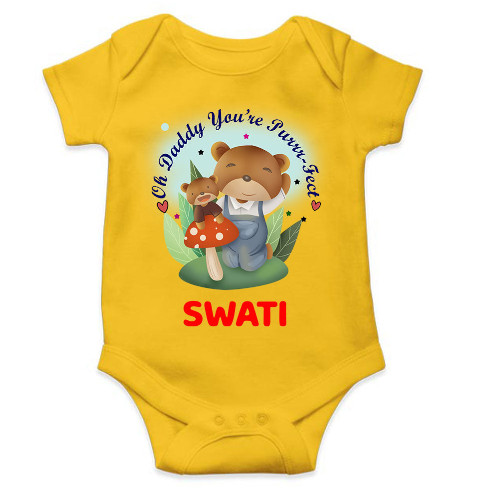 Custom Name Ohh Daddy You Are Purr Fect Fathers Day Rompers for Baby Girl- KidsFashionVilla