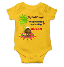 Load image into Gallery viewer, Custom Name My First Pongal With Mommy And Daddy Rompers for Baby Boy- KidsFashionVilla
