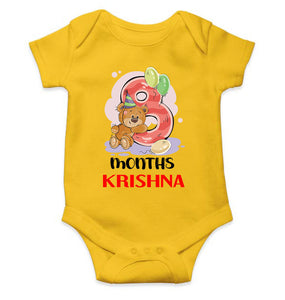 Custom Name 8 Month Birthday Teddy Design Rompers for Baby Boy- KidsFashionVilla