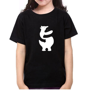 Animal Hug Half Sleeves T-Shirt For Girls -KidsFashionVilla