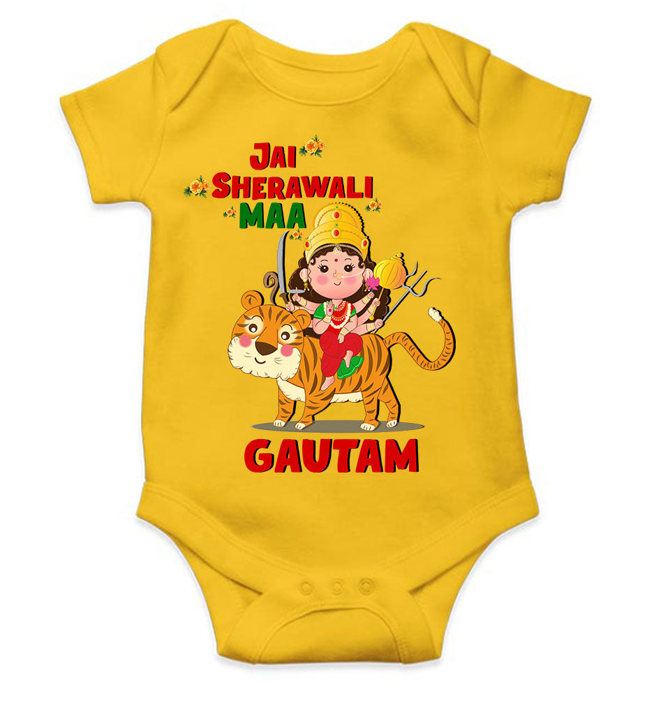 Custom Name Jai Sherawali Maa Navratri Rompers for Baby Boy- KidsFashionVilla