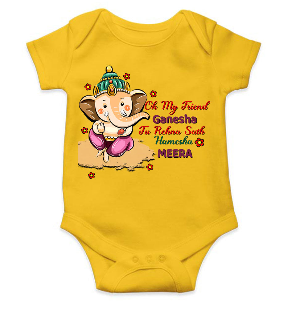 Custom Name Oh My Friend Ganesha Ganesh Chaturthi Rompers for Baby Girl- KidsFashionVilla