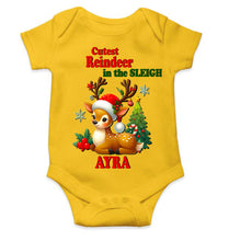 Load image into Gallery viewer, Custom Name Cutest Reindeer In The Sleigh Christmas Rompers for Baby Girl- KidsFashionVilla
