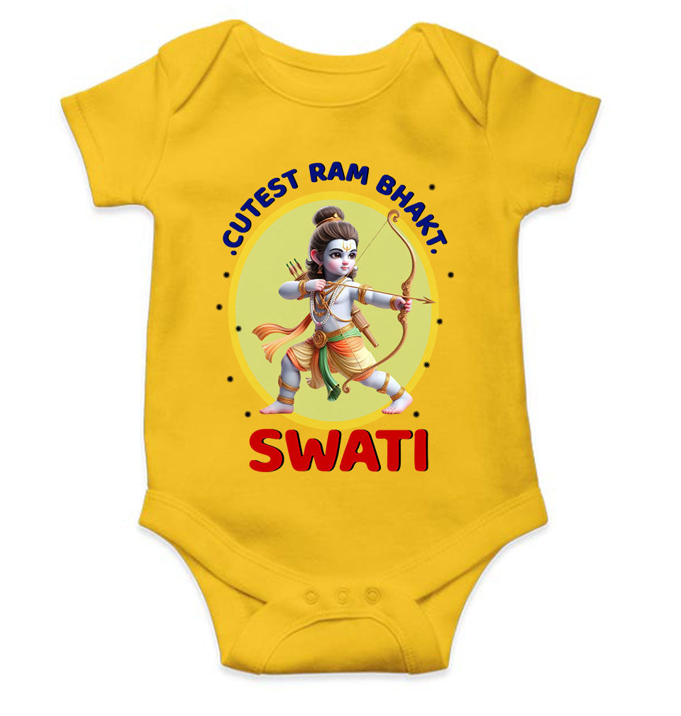 Custom Name Cutest Ram Bhakt Rompers for Baby Girl- KidsFashionVilla